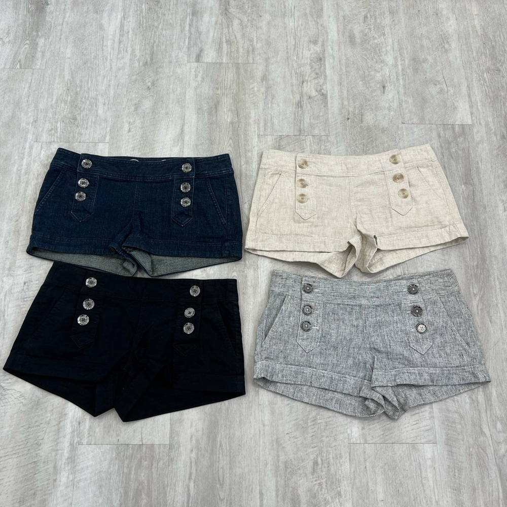 Four Express Linen Cotton Nautical Button Front Shorts Size 4